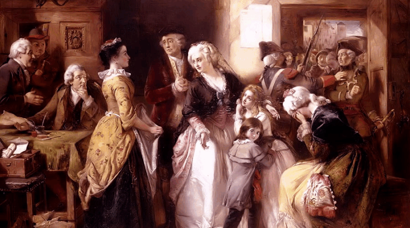 L’arrestation du roi et de sa famille à Varennes. Toile de Thomas Falcon Marshall (1854).