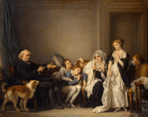 Jean-Baptiste Greuze, La veuve et son prêtre, vers 1784